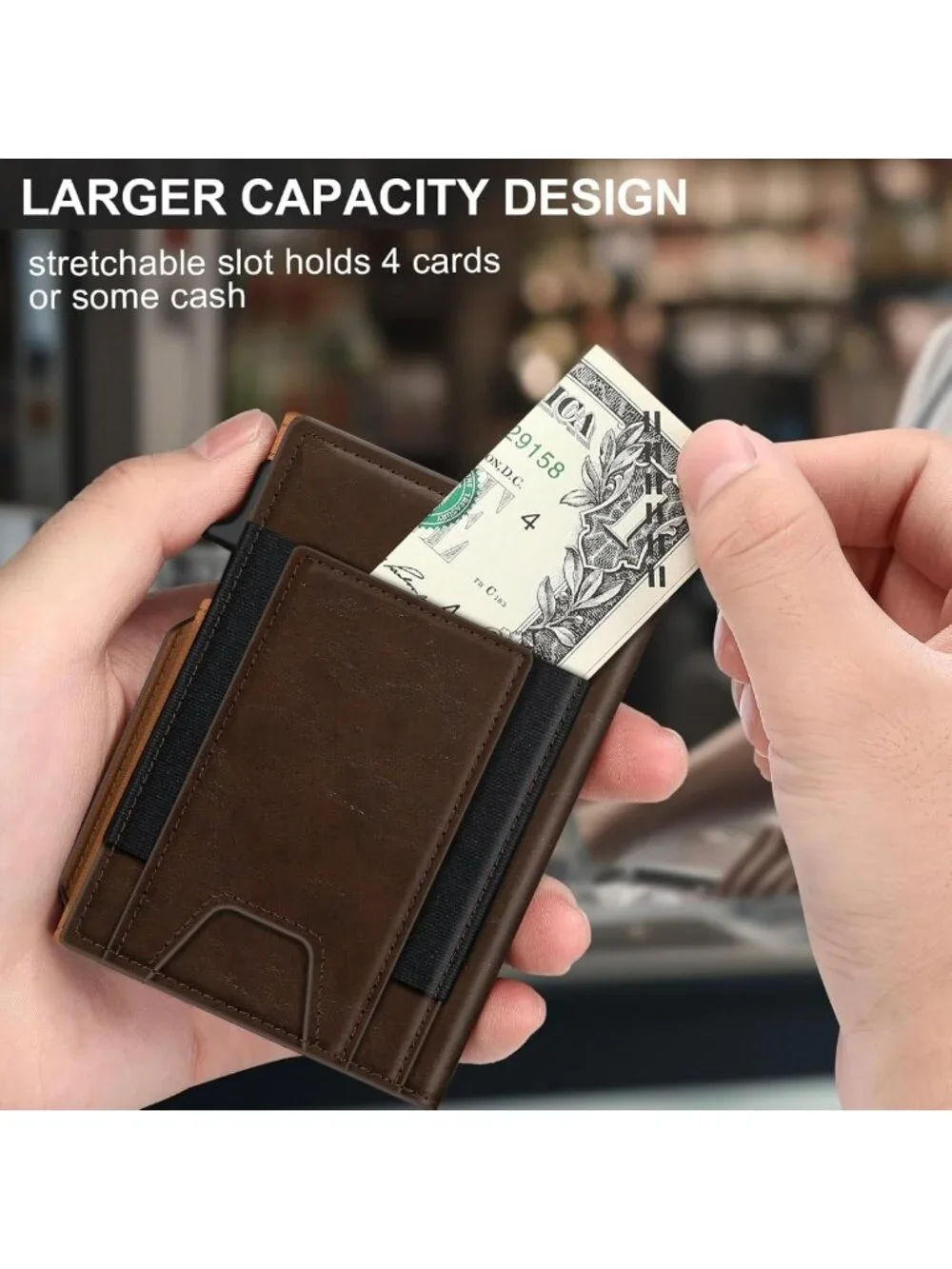 Slim RFID Blocking Wallet for Men | Minimalist Pop Up Card Holder & Cash Slot
